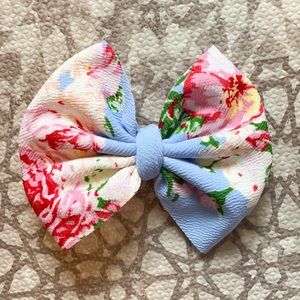 Blue Floral Bow